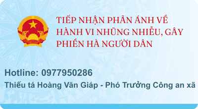TIẾP NHẬN PHẢN ÁNH VỀ HÀNH VI NHŨNG NHIỄU, GÂY PHIỀN HÀ NGƯỜI DÂN