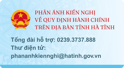 PHẢN ÁNH KIẾN NGHỊ VỀ QUY ĐỊNH HÀNH CHÍNH TRÊN ĐỊA BÀN TỈNH HÀ TĨNH