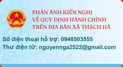 PHẢN ÁNH KIẾN NGHỊ VỀ QUY ĐỊNH HÀNH CHÍNH TRÊN ĐỊA BÀN TỈNH HÀ TĨNH