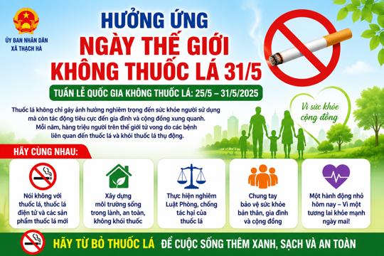 Thạch Hà hưởng ứng Ngày Thế giới không thuốc lá 31/5 và Tuần lễ Quốc gia không thuốc lá năm 2025 
