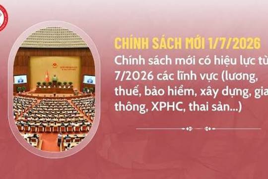 Những Chính sách mới bắt đầu có hiệu lực trong tháng 7 năm 2026 