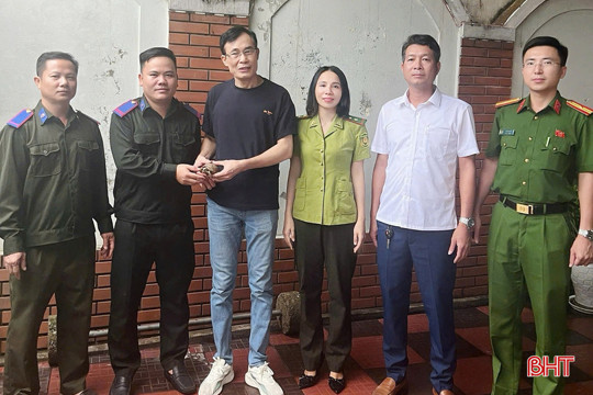 Người dân Thạch Hà tự nguyện giao nộp cá thể rùa núi vàng quý hiếm