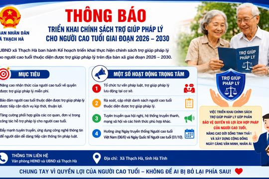 Thạch Hà triển khai chính sách trợ giúp pháp lý cho người cao tuổi giai đoạn 2026 – 2030 