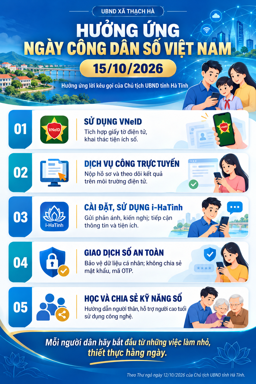 Xã Thạch Hà hưởng ứng lời kêu gọi của Chủ tịch UBND tỉnh nhân Ngày Công dân số Việt Nam 15/10