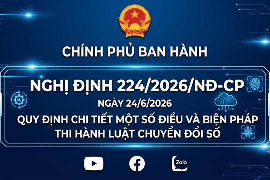 Nghị định số 224/2026/NĐ-CP của Chính phủ quy định chi tiết một số điều và biện pháp thi hành Luật Chuyển đổi số