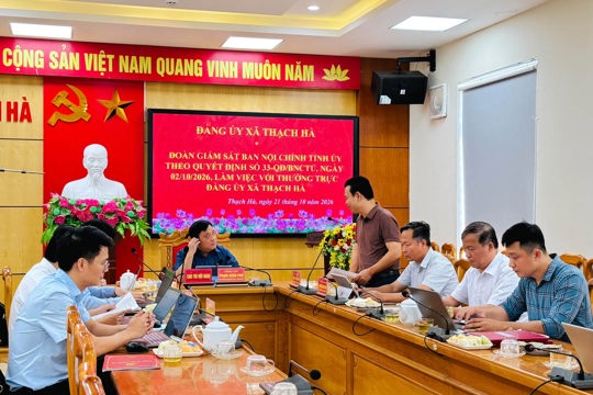 Đoàn giám sát Ban Nội chính Tỉnh ủy làm việc với xã Thạch Hà