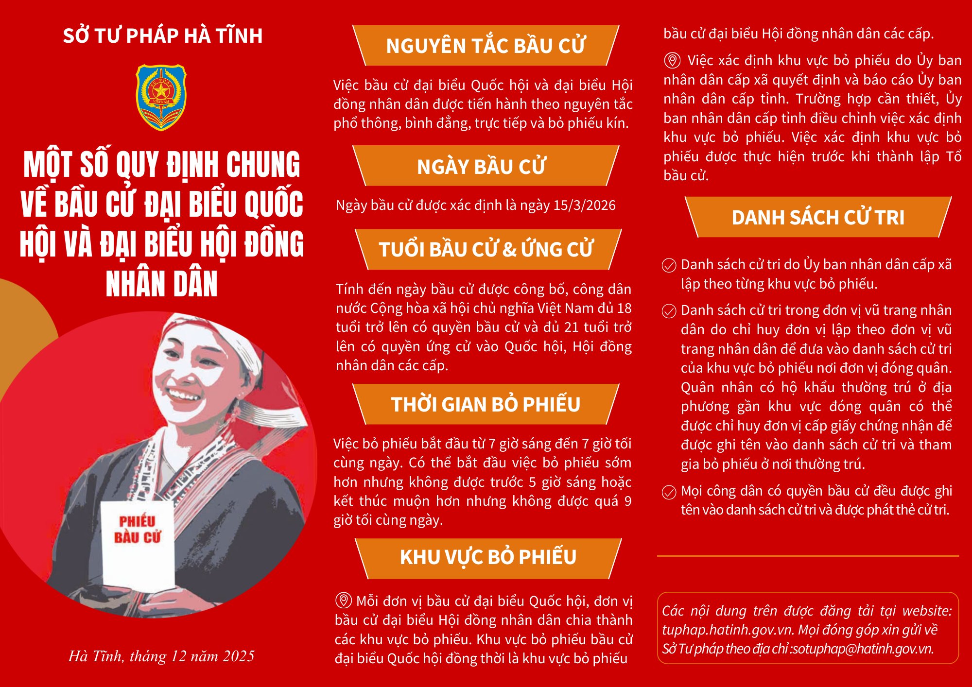 Tờ gấp "Một số quy định chung về bầu cử đại biểu Quốc hội và đại biểu Hội đồng nhân dân" 